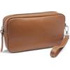 FAST WORLD SHOPPING - Borsello Uomo in Vera Pelle di Vitello Made in Italy, Pochette Uomo da Polso con Maniglia Removibile, Borsa a Mano Clutch Elegante per Stile Classico e Sportivo (Cuoio)