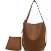 Fiorky Borsa tote alla moda for donna Borsa a secchiello casual di capacità Tracolla regolabile Borsa semplice in tinta unita con pochette abbinata