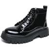 sekiueo Stivaletti da Uomo in Pelle Verniciata con Plateau Punta Tonda Scarpe Eleganti Stringate Antiscivolo con Cerniera Laterale Stivali da Lavoro