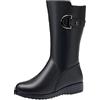 Fulidngzg Stivaletti Donna, Platform Antiscivolo Moda Anfibi Bassi Biker Invernali Stivali Biker Comode Impermeabile Stivali Motociclista Pelle Biker Boots Morbidi