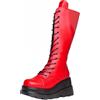 FQLGJMY Stivali da ginocchio con piattaforma a cuneo alto con tacco piattaforma grosso Lace Up & Zipper Punk Goth Stivali da combattimento di vitello medio Stivali da moto con fibbie in metallo