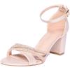 Ciabalù Decollete Donna Tacco Blocco Alto 7 cm Eleganti Sandali con Tomaia Glitter Cinturino alla Caviglia Fascette Incrociate