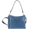 Pierre Cardin Borsa a spalla da donna In Vera pelle Made in Italy 28x24x15,5 cm 55090 blu jeans