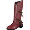 HOOUDO Stivali Donna Estivi,Moda Stivaletti Invernali con Tacco Alto Stivali Texani Donna Bianchi Western Scarpe Stivaletti Texani con Risvolto Largo Polpaccio Stivaletto