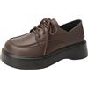 sekiueo Scarpe Oxford con Plateau da Donna Mocassini Casual da Lavoro con Punta Tonda Lacci E Tacco Grosso,Marrone,39 EU