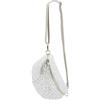 SH Leder ® Kate G358 - Marsupio in pelliccia di teddy in stile peluche, marsupio da donna per festival e viaggi, di dimensioni medie, 27 x 16 cm, con tracolla in vera pelle, bianco/beige, m