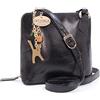 Catwalk Collection Handbags - Borsa a Tracolla Piccola in Vera Pelle - Borsetta Donna - Borsa a Mano con Tracolla Regolabile - Lena - Nero Oro