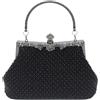 Lapulio Stile Vintage Anni 1920 Borsa da Sera Donna Pochette Semplice Elegante con Perline in Colore Solido Adatta per Matrimoni, Feste, nero, 8.7 x 3.2 x 6.1