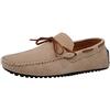 Jamron Uomo Pelle Scamosciata Fatto a Mano Confortevole Tappeto Pantofole Antiscivolo Scarpe da Barca Casuale Mocassini Piatti Cachi SN19077 EU42