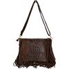 Modarno borsa da donna con frange, a tracolla, in pelle scamosciata 29x2x21 cm (Testa Di Moro)