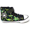 Converse Chuck Taylor all Star Mid Bambino A15899C con Dinosauri,Nero/Bianco/Verde Neon,Strappo e Lacci Elastici (Nero e Verde, Sistema Taglie Calzature EU, Adolescente, Numero, Media, 35)