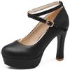 Lroey Reoly Scarpe Mary Jane da Donna con Tacco Largo, Pompe al Tallone Alto Punta Rotonda Fibbia Scarpe da Sera con Plateau Criss Cross Strap Eleganti, Numero 32-43