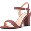 Castamere Donna Chunky Blocco Alto High Tacco Heel Cinturino alla Caviglia Sandali Aperte sulla Punta Fibbia da Matrimonio Ufficio Dress 8.5 CM Heels Marrone 35 EU