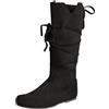 Générique Stivali Alti Medieval - Scarpe piatte da donna tinta unita stivaletti tacco piccolo e cordino donna vintage scarpe calde e confortevoli stivali a punta rotonda tacco alto