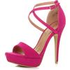 AJVANI Donna tacco alto fibbia cinturini incrociati scarpe punta aperta sandali numero 7 40