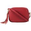 Montte Di Jinne Borsa a tracolla da donna in vera pelle italiana, realizzata a mano, in vera pelle, con nappa, tracolla regolabile, made in Italy, Rosso, 21cm (L) × 14.50cm (H) × 7cm (W)