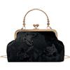 ANNUOZE Pochette da donna, elegante borsa da sera nera con ricamo a farfalla floreale, borsa a tracolla vintage, borsa con manico superiore per matrimoni, feste di fine anno