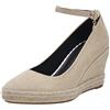 Lroey Reoly Décolleté Donna, Espadrillas Zeppa Moda Scarpe da Festa Tacco Alto Appuntito con Cinturino alla Caviglia con Plateau Beige Numero 36 EU