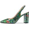 Castamere Donna Alto High Chunky Blocco Tacco Heel a Punta Slingback Pumps Slip-on Cinturino alla Caviglia Dress Clear Sandali 8.5 CM Heels Verde Multicolore 38 EU