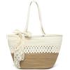 Pahajim Tote Bag Donna Borse a Spalla Borsa Uncinetto Borsa Shopper Intrecciata in Corda di Cotone Shoulder Bag con Cerniera Tracolla Crochet per Viaggio Vacanza