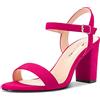 Castamere Donna Chunky Blocco Alto High Tacco Heel Cinturino alla Caviglia Sandali Aperte sulla Punta Fibbia da Matrimonio Ufficio Dress 8.5 CM Heels Magenta Rosso 39 EU
