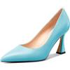 NobleOnly Donna Medio Tacco Heel Slip-on Chiusa a Punta Classico Dress Pumps Casual Ufficio Estate Scarpe 8.5 CM Heels Blu Cielo 37 EU