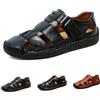 POIOZXD Sandali da uomo in pelle con punta chiusa, sandali ortopedici estivi traforati da uomo, traspiranti cuciti a mano, slip-on, scarpe da pescatore in pelle per passeggiate, escursionismo