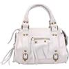 Gave Lux Borsa Donna Vera Pelle Scamosciata 25cm, Prodotto Artigianale Made in Italy, Con Manico, a Spalla o a Tracolla, GLX220609123FBG-BIANCO