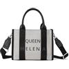 QUEEN HELENA Borsa a Mano Rigidia con Tracolla Rimovibile Casual Donna M1046 (Nero)