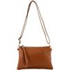 modamoda de - T186 - Pochette italiana in pelle con tracolla media, Colore:Cognac