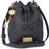 Catwalk Collection Handbags - Borsa a Tracolla con Coulisse in Pelle - Borsa a Secchiello da Donna - Rochelle - Nero