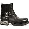 New Rock Stivaletto biker Motorock M.MR007-S1 da uomo in pelle bovina colore nero, suola in gomma naturale, piattaforma 2 cm, tacco 5 cm, stile rock e heavy TAGLIA 42