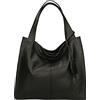 Gave Lux Borsa a Spalla Donna Vera Pelle Elegante Nero Design Italiano