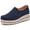 LILY999 Mocassini Donna in Pelle Scamosciata Moda Comode Loafers Scarpe da Guida con Zeppa Plateau 5cm Nero Blu Cachi