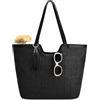VASCHY Borsa Mare Paglia,Borsa Spiaggia Donna Grande Impermeabile Viaggio Estiva,Nero