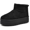IF Stivali Stivaletti Mammut Da Donna Alla Caviglia Con Pelo Pelliccia Platform Zeppa Camoscio Sintetico 85-62 Nero N.37
