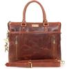 Catwalk Collection Handbags - Grande Borsa Tote in Vera Pelle - Borsa a Tracolla per PC - Valigetta 24 Ore Donna - Cartella da Lavoro - Adele - Marrone Chiaro