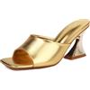 Feinlina Donna Sexy Chiaro Kitten Tacchi Sandali Trasparente Quadrato Aperto Punta Slipper Vestito Scarpe, gold, 40 EU