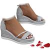 POIOZXD Sandali da donna eleganti con plateau glitterato, cinturino alla caviglia, sandale estivi aperte, ortopediche con zeppa, Argento, 43 EU