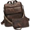 Navna Zaino da donna, impermeabile, antifurto, convertibile, in pelle, da viaggio, borsa a tracolla, design convertibile