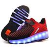 KOWO Scarpe LED,Scarpe da Skateboard a LED Light-UP,per Ragazze Unisex per Bambini,Ruote Doppie Singole,Luce 7 Colore Ricaricabili USB,Scarpe da Cross Sportive All'aperto