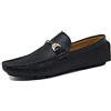 Evoga Mocassini uomo Class estivi casual eleganti in ecopelle (43, #02 nero con fibbia)