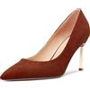 NobleOnly Donna a Chiusa Punta Spillo Alto High Tacco Heel Slip-on Pumps Dress Classico Ufficio da Matrimonio Scarpe 8.5 CM Heels Marrone A 37 EU