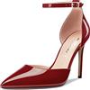 Castamere Donna Spillo Alto High Tacco Heel a Punta Cinturino alla Caviglia Two-Piece Dress Pumps Slip-on Fibbia da Matrimonio Feste 10 CM Heels Borgogna Rosso 42 EU