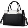 RAINSMORE Borsa Donna Borsa Mano Donna in Pelle Borse Borsetta Impermeabile Borsa Tracolla Media Molte Tasche Scomparti per Lavoro Università Bianco e Nero