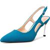 NobleOnly Donna a Punta Medio Tacco Heel Slip-on Dress Slingback Pumps Fibbia Casual Classico Estate Scarpe 8.5 CM Heels Blu 38 EU