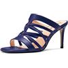 Aachcol Donna Medio Tacco Heel Aperte sulla Quadrata Punta Sandali Slip-on da Matrimonio Estate 8 CM Heels Blu Navy 39 EU