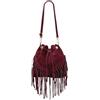 Modarno Borsa a Secchiello in Pelle Scamosciata con Frange 26x13x26 cm (Bordeaux)