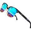 ATTCL Uomo Occhiali da sole Polarizzate da Telaio in metallo semi-cerchiato Al-Mg Super leggero 8-188 Blue