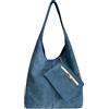 Modarno Borsa a tracolla da donna in pelle scamosciata pochette, borsa a tracolla, shopper, da donna, in vera pelle (Azzurro)